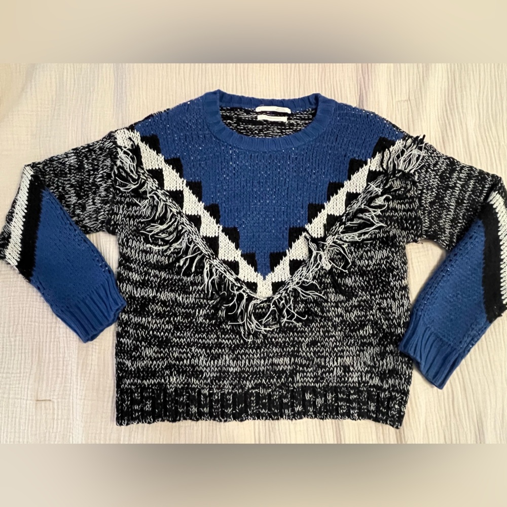 Anthropologie Miska Fringed Sweater